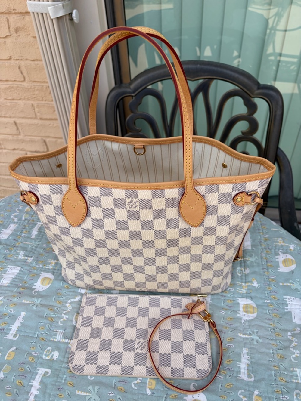 Louis Vuitton Neverfull PM Azur with Pouch (PRICE FIRM)